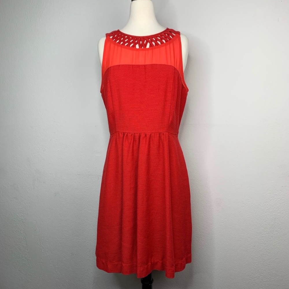 Anthropologie Maeve Red Fit & Flare Dress